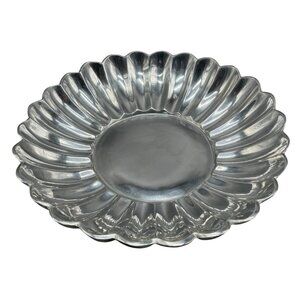 pewter 19.5" circle tray lip ripple old town imports centerpiece made in Mexico